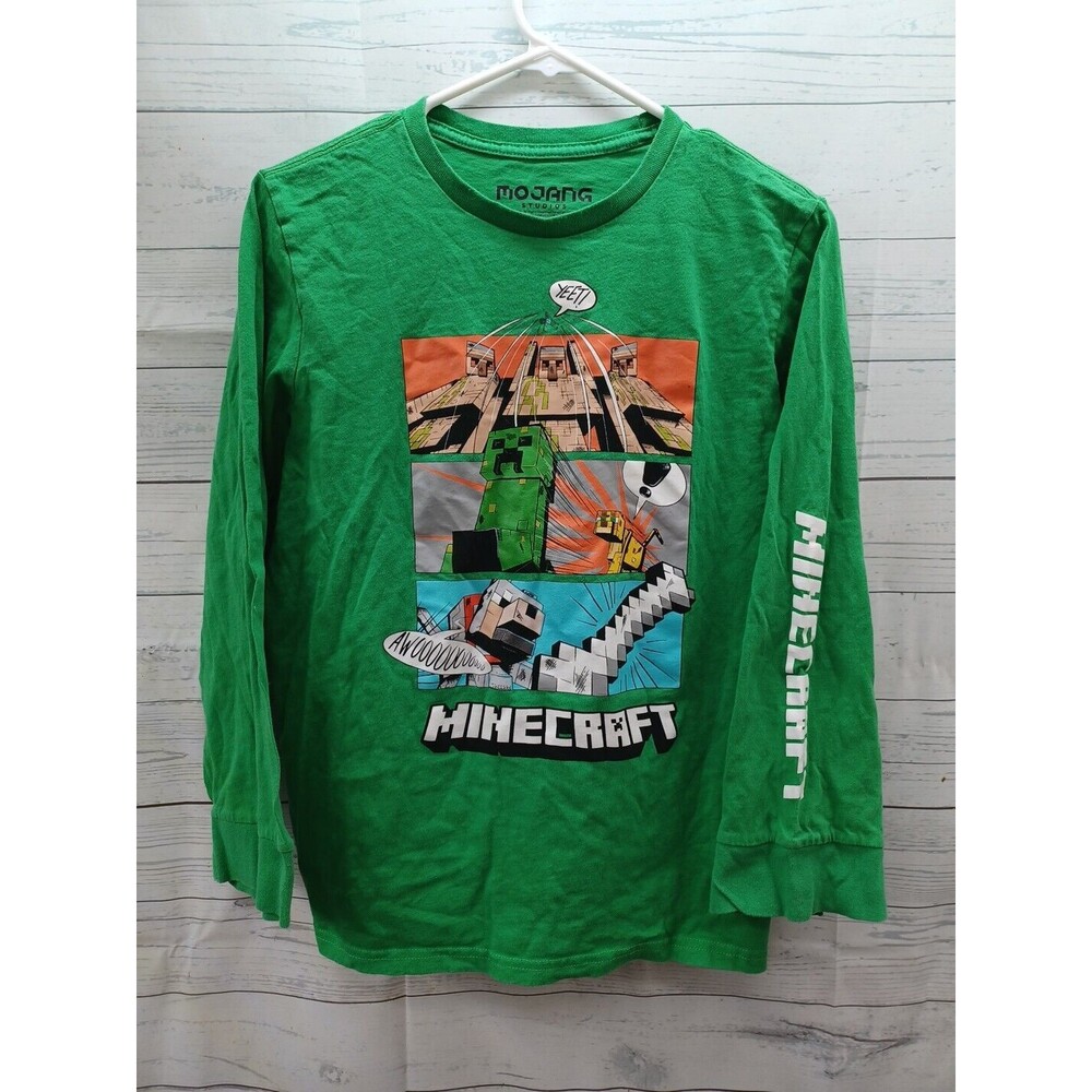Mojang Studios Minecraft Creeper Golem Shirt Boys Youth XL - H Long Sleeve